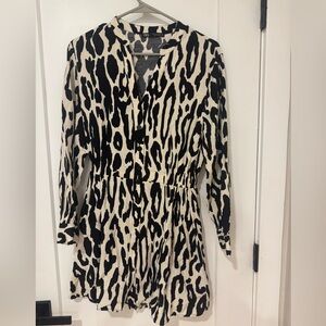 Zara Black and Cream Patterned Dress